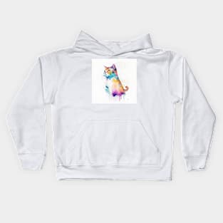 Tabby Cat Portrait In Watercolors & Pen Kids Hoodie